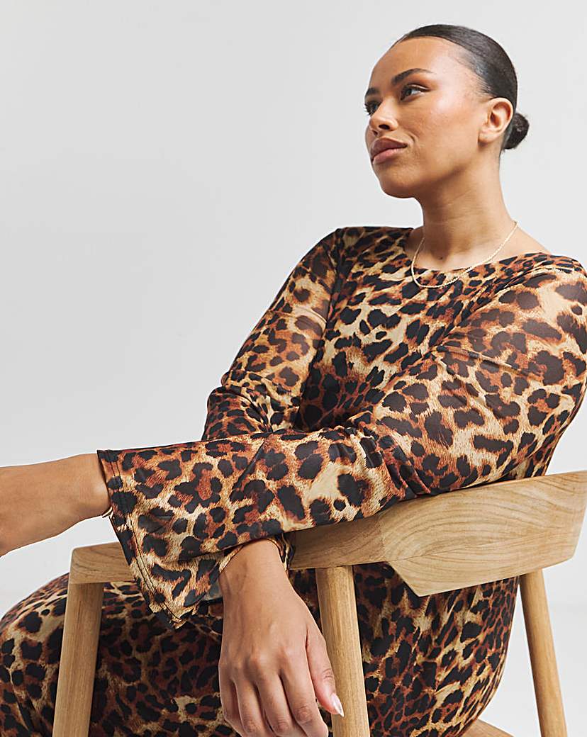 Leopard Mesh Maxi Dress