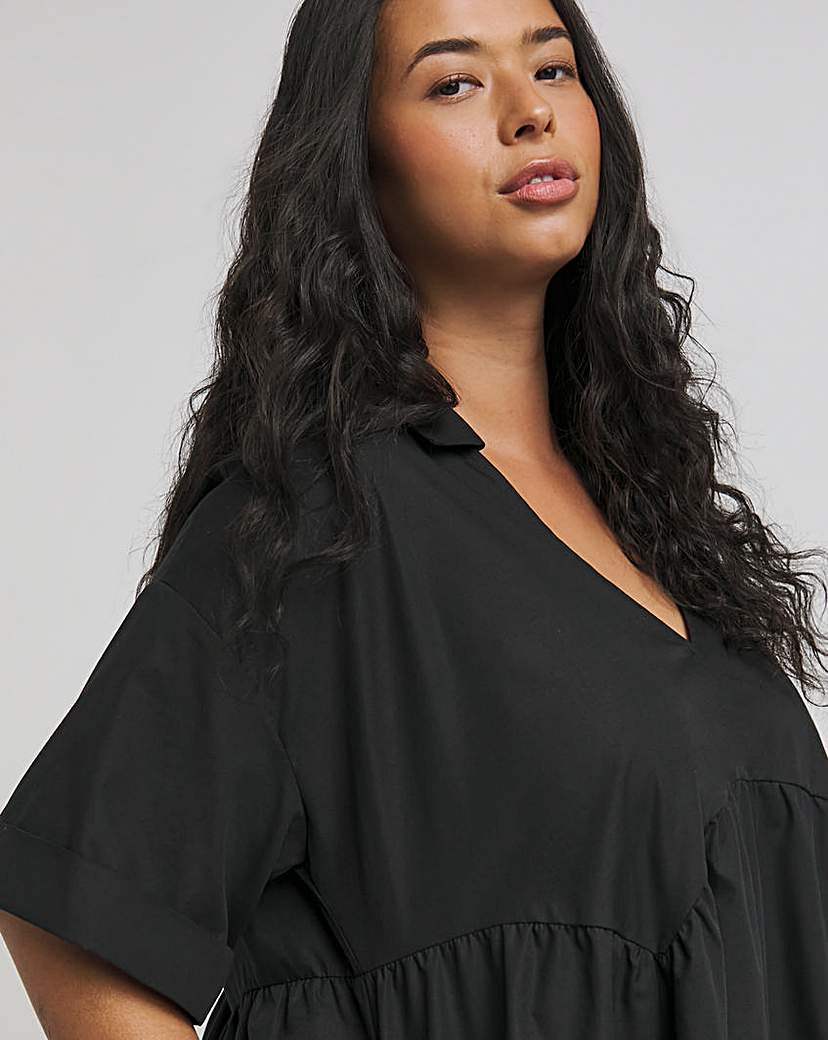 Cotton Collared Midi Dress