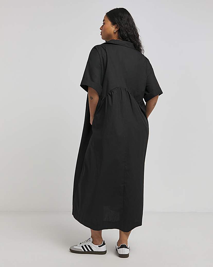 Cotton Collared Midi Dress