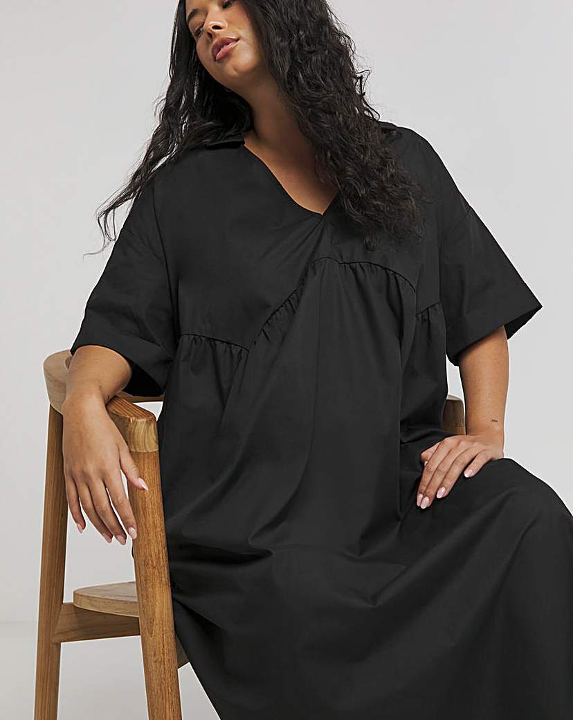 Cotton Collared Midi Dress