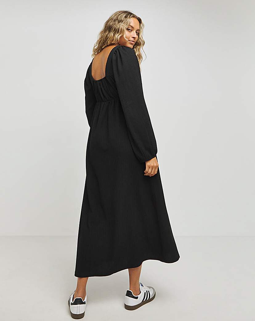 Black Waffle Midi Dress
