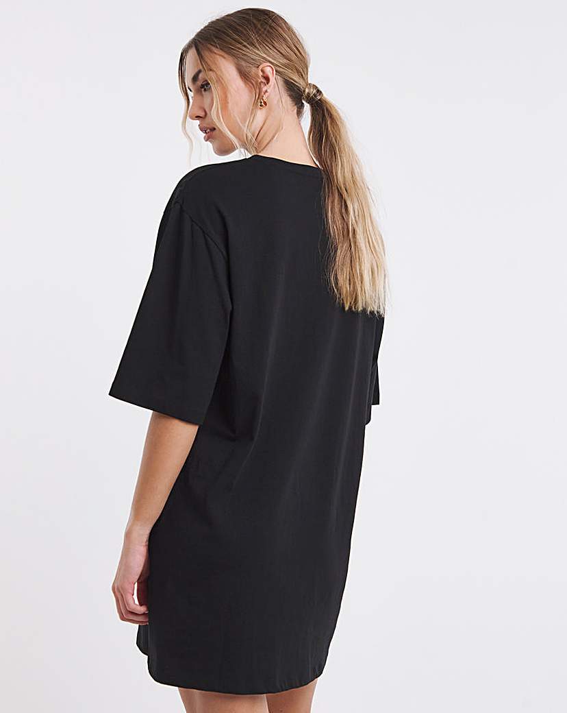 Black Jersey Boxy T-Shirt Dress