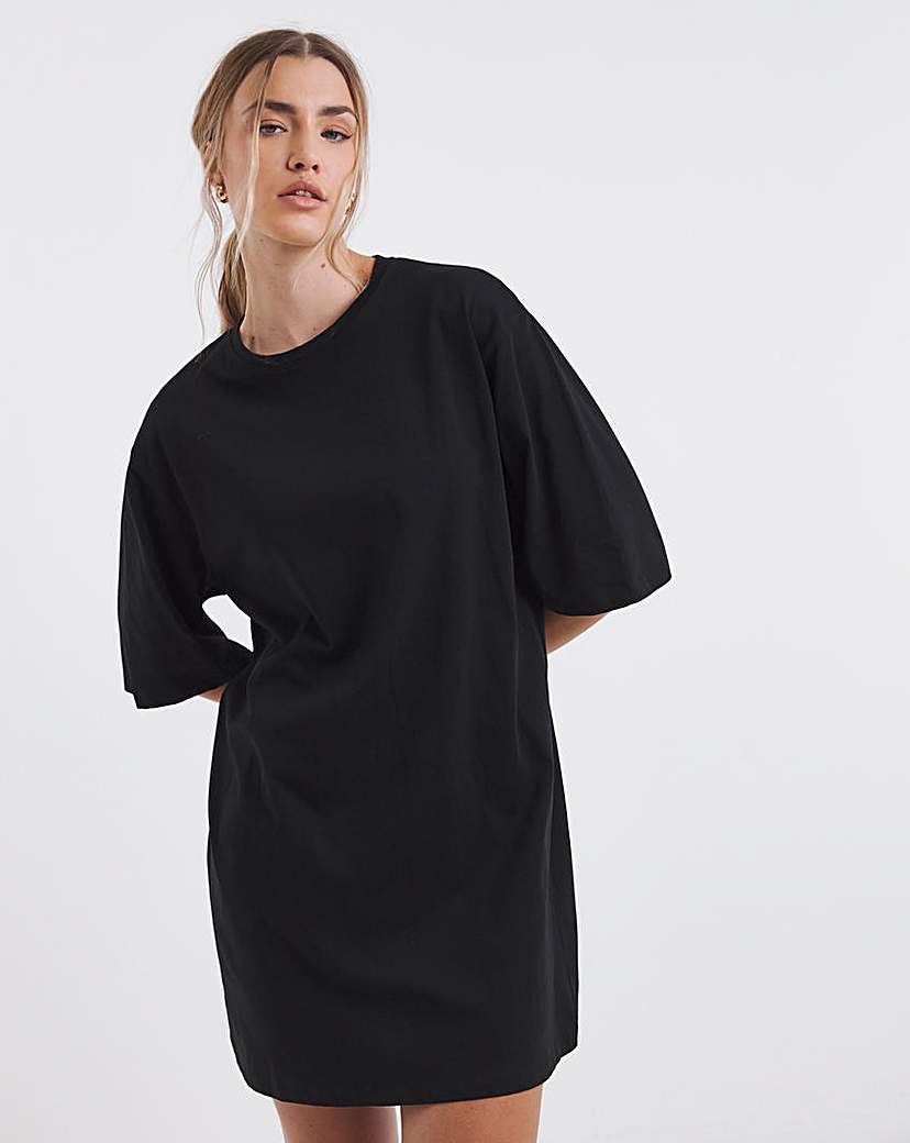 Black Jersey Boxy T-Shirt Dress
