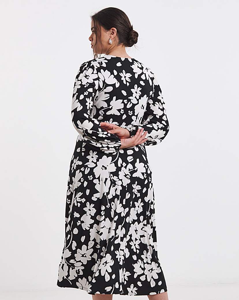 Mono Floral Print Supersoft Midi Dress