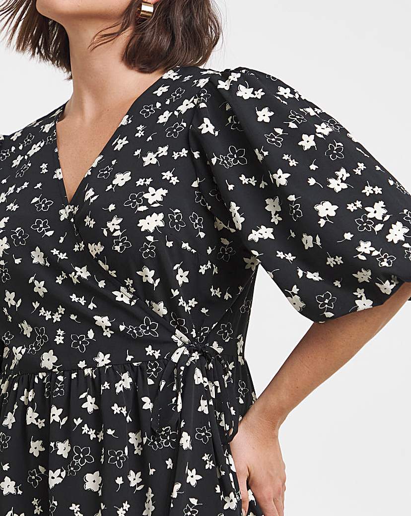 Ditsy Print Woven Midi Dress