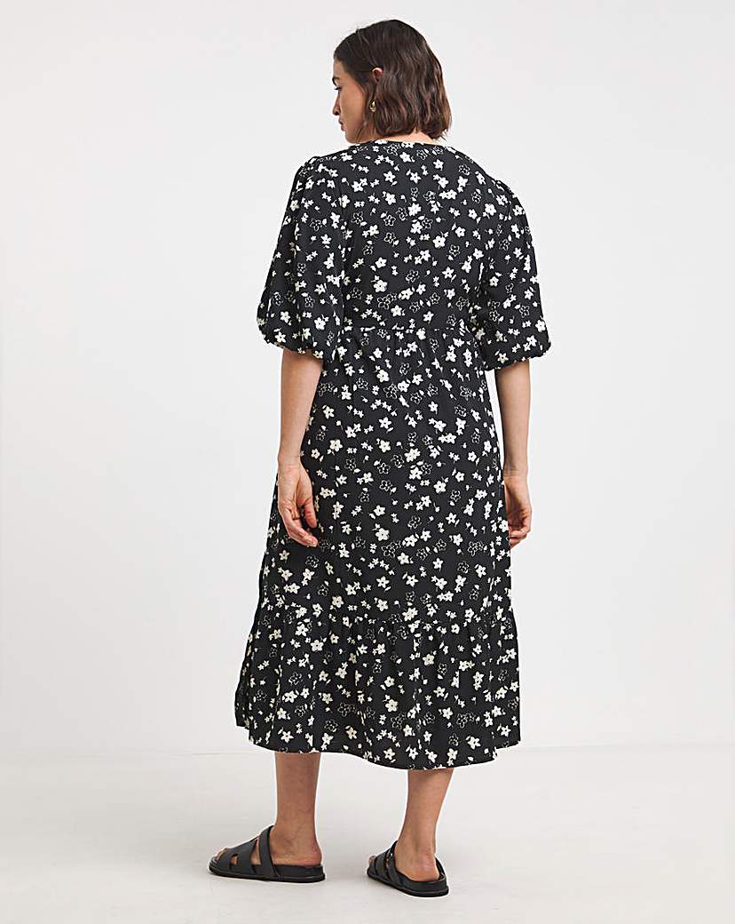 Ditsy Print Woven Midi Dress
