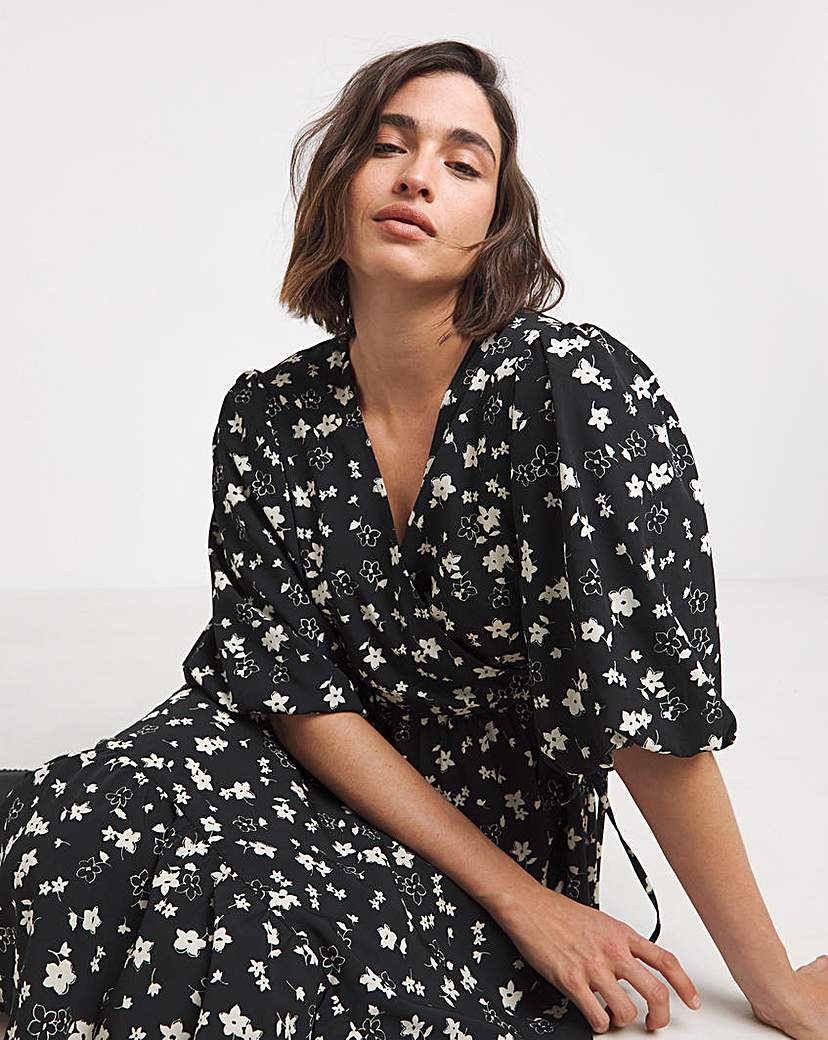 Ditsy Print Woven Midi Dress