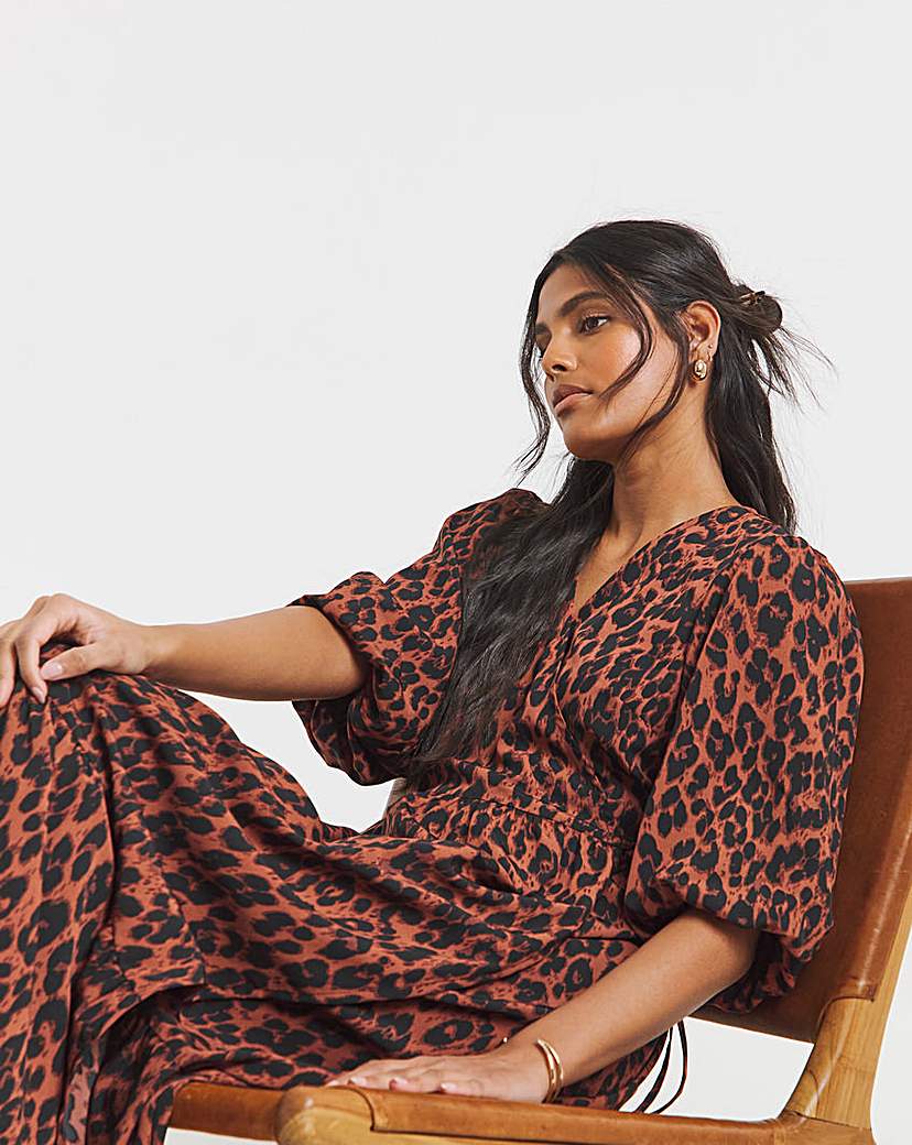 Animal Woven Wrap Dress