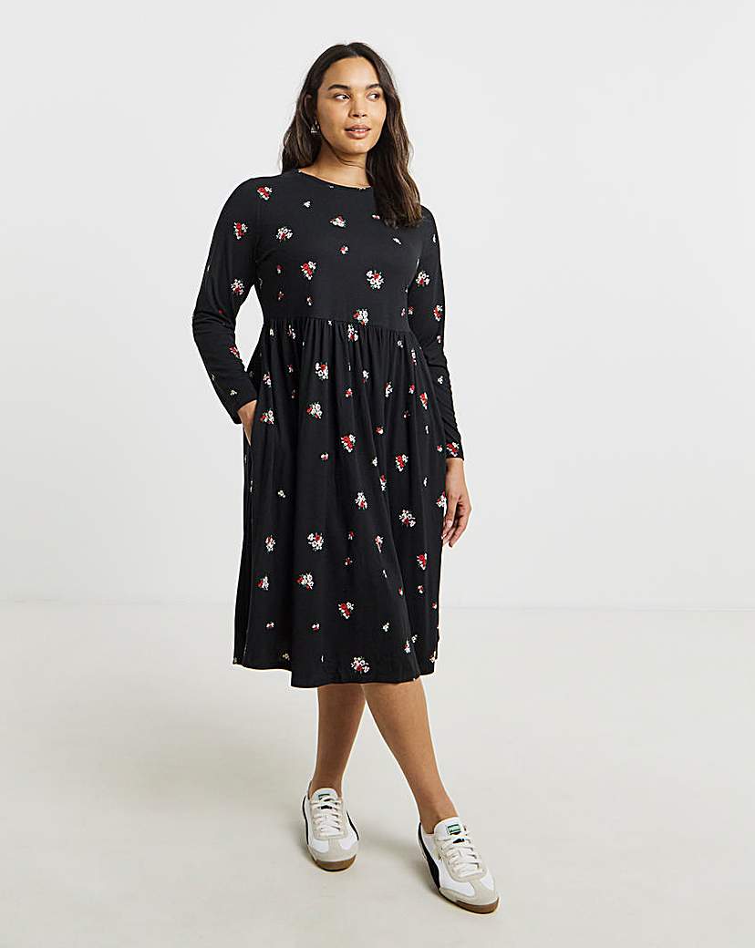 New In - Simply Be Ditsy Print Midi Dress