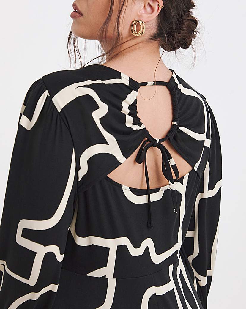 Black Print Supersoft Midi Dress