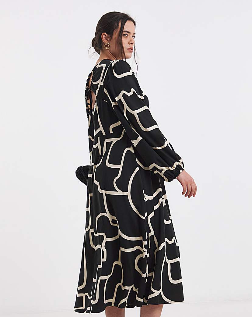 Black Print Supersoft Midi Dress
