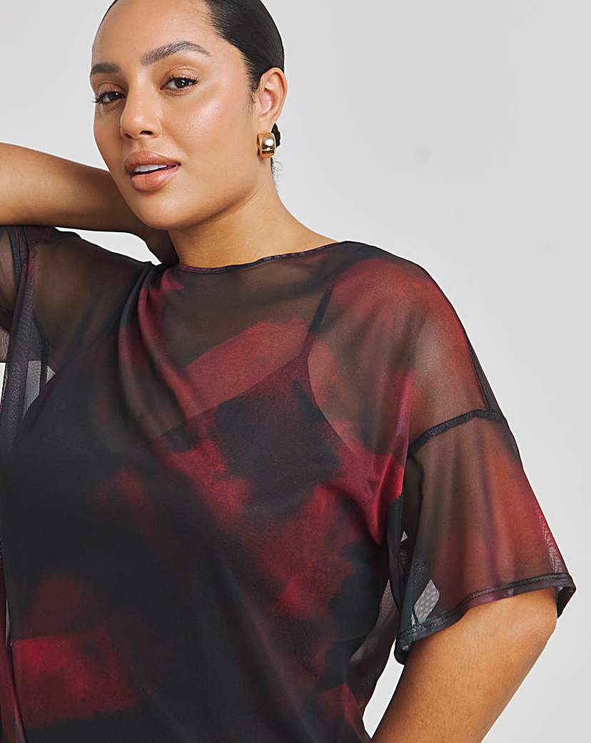 Printed Mesh T-Shirt Dress