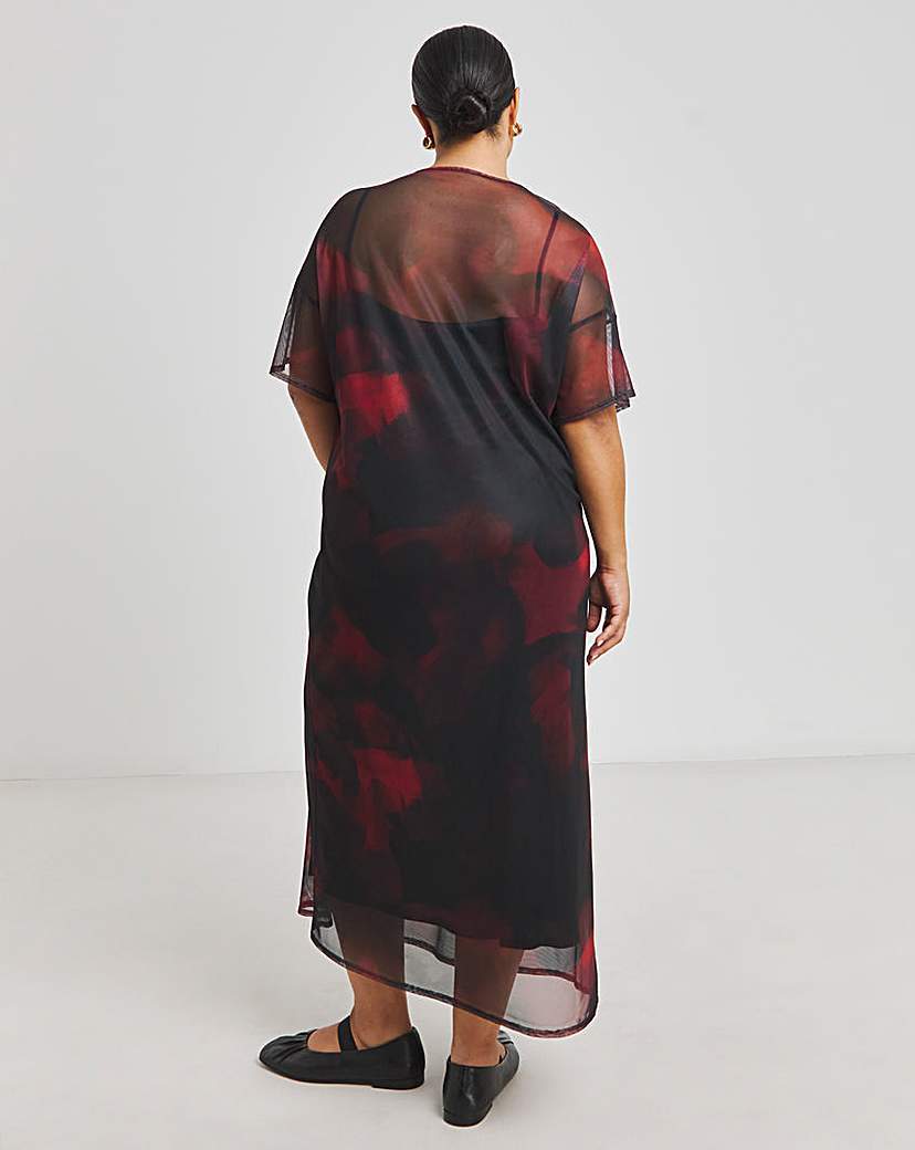 Printed Mesh T-Shirt Dress