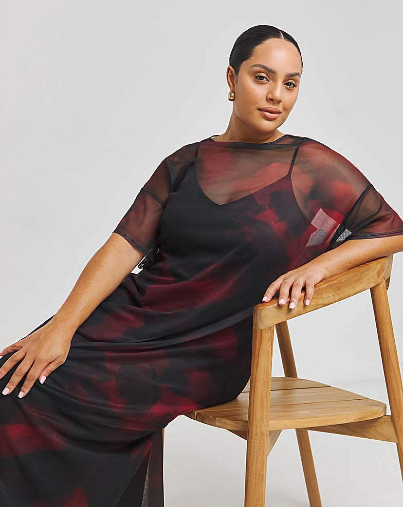 Printed Mesh T-Shirt Dress