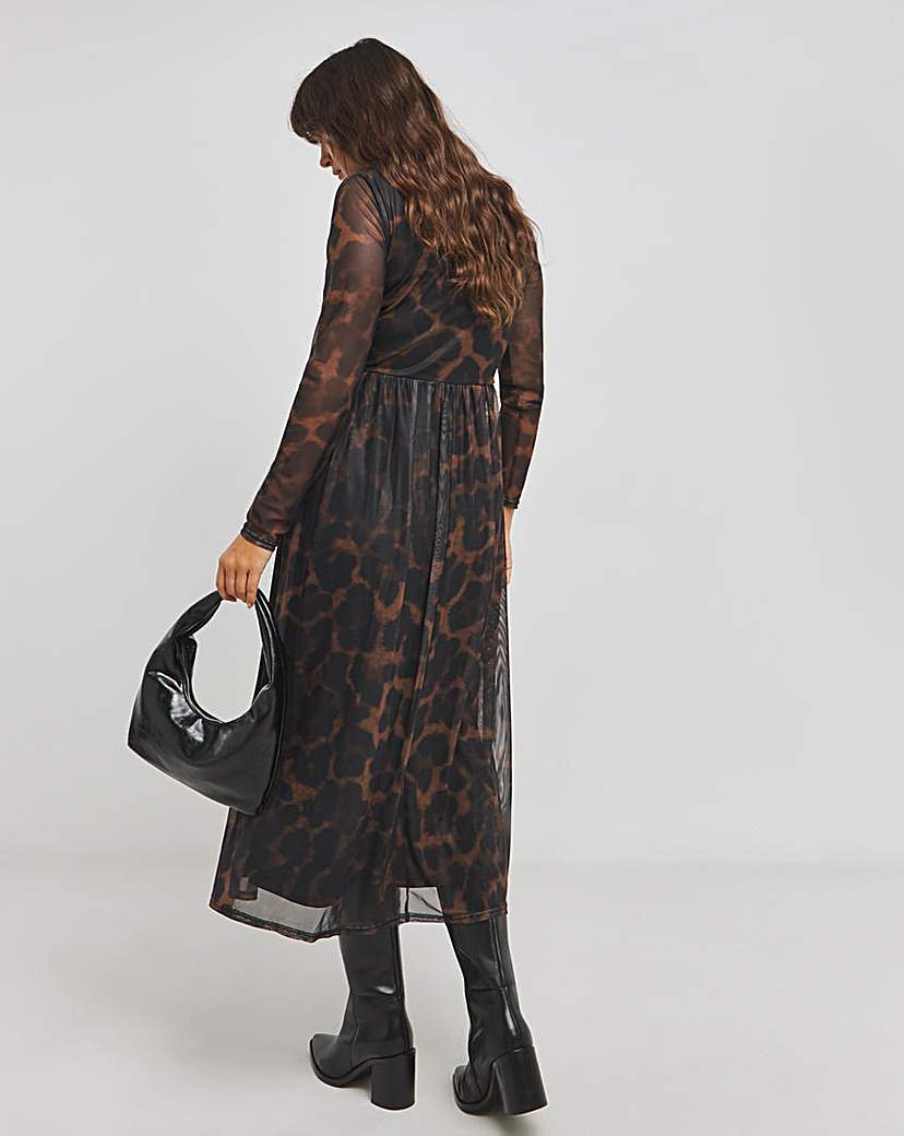 Long Sleeve Mesh Midi Dress