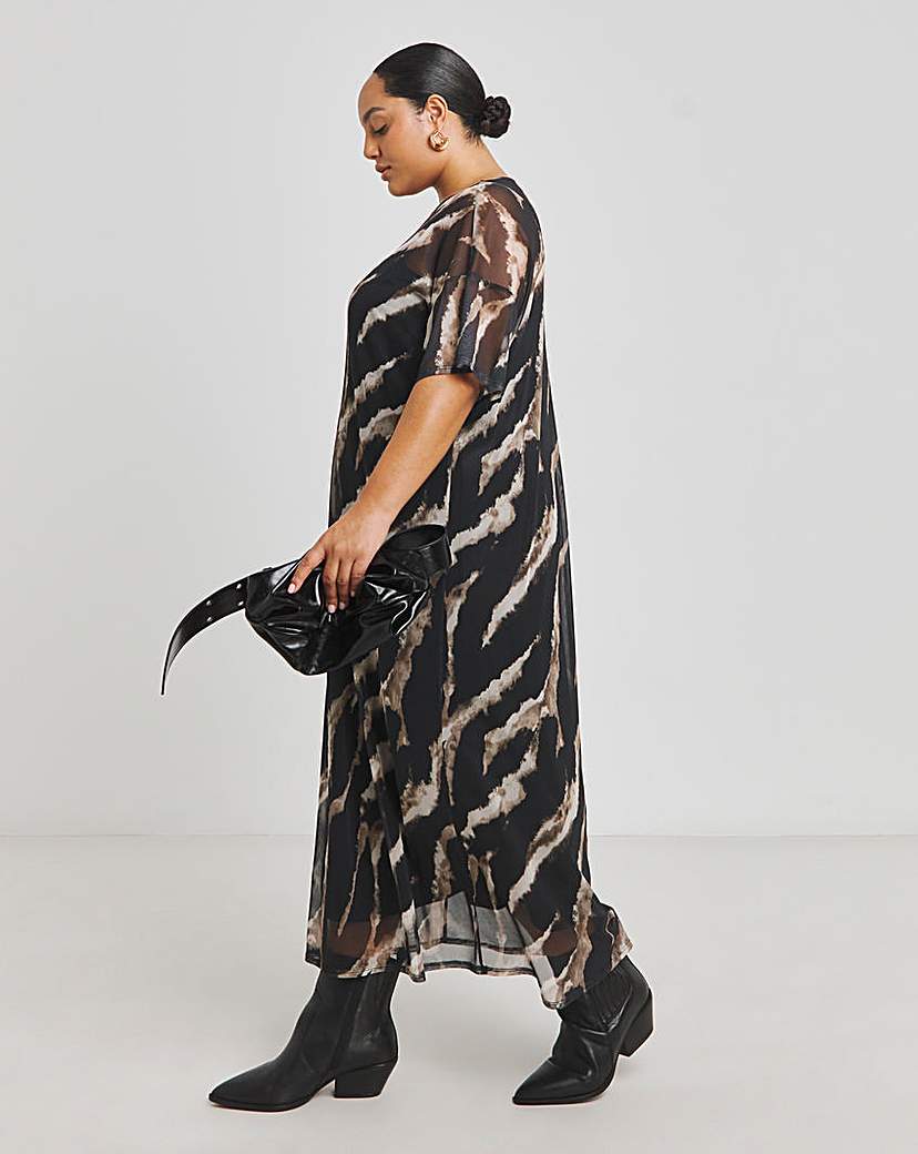 Printed Mesh T-Shirt Dress