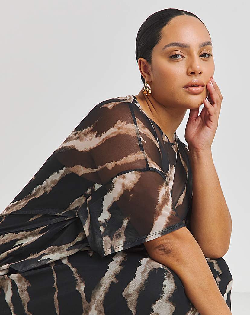 Printed Mesh T-Shirt Dress
