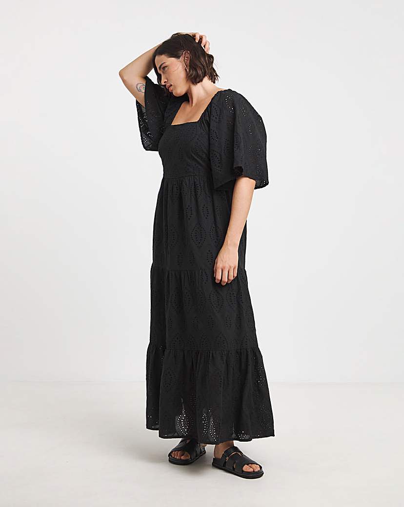 New In - Black Broderie Maxi Dress
