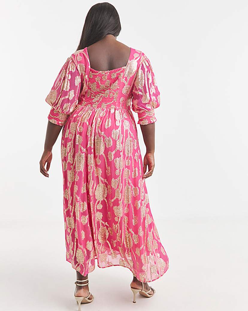 Simply Be Pink and Gold Wrap Midi Dress