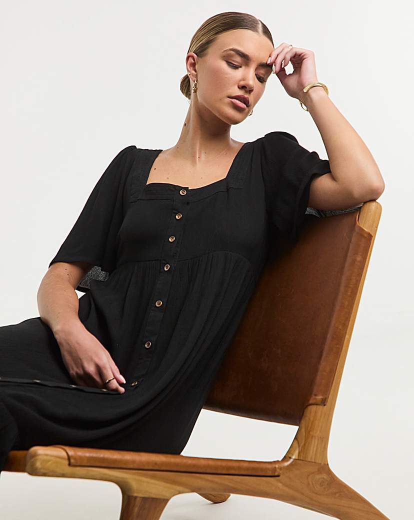 Black Crinkle Maxi Dress