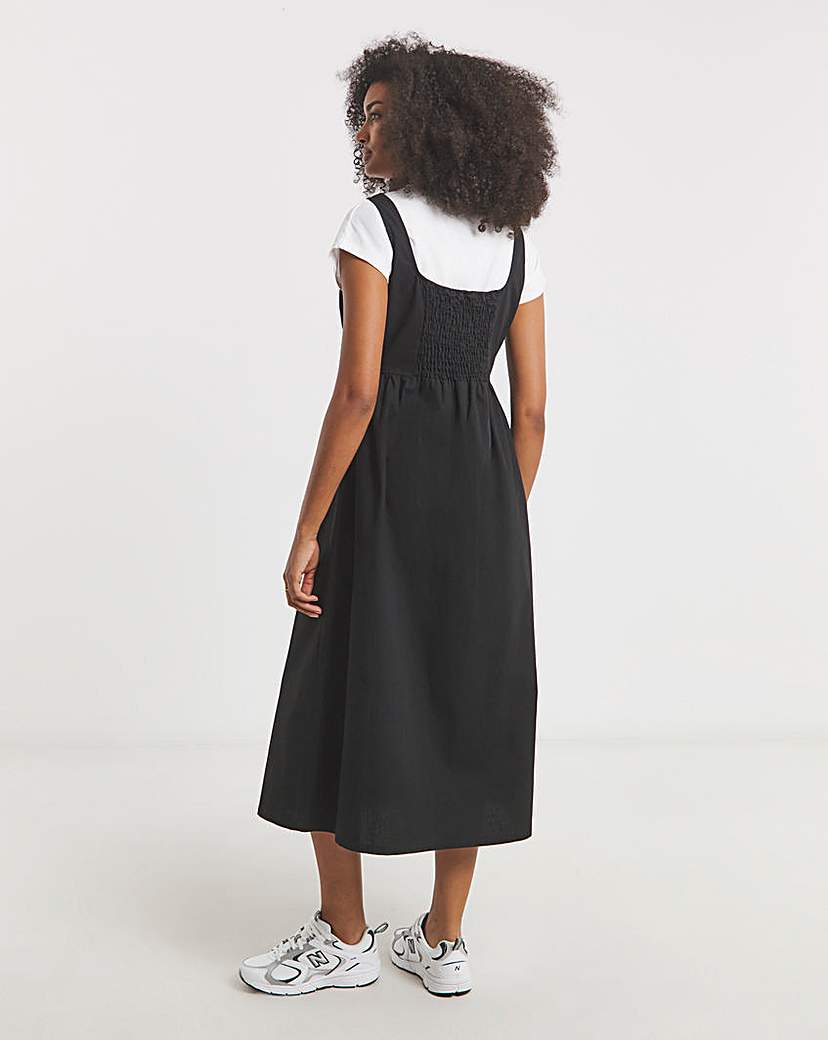 Black Seamed Detail Utility Midi Dress