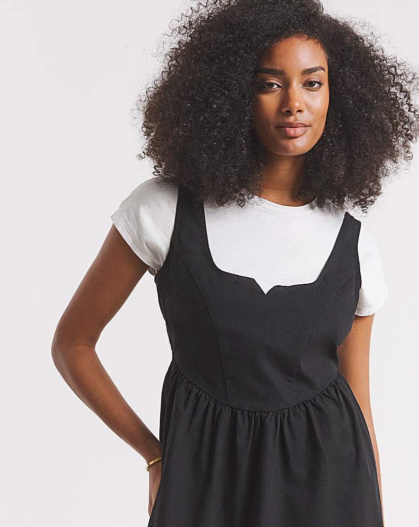 Black Seamed Detail Utility Midi Dress