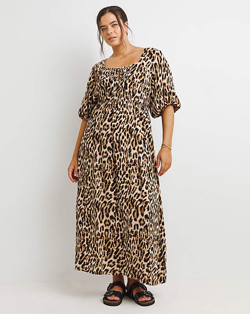 Leopard Crinkle Goddess Dress