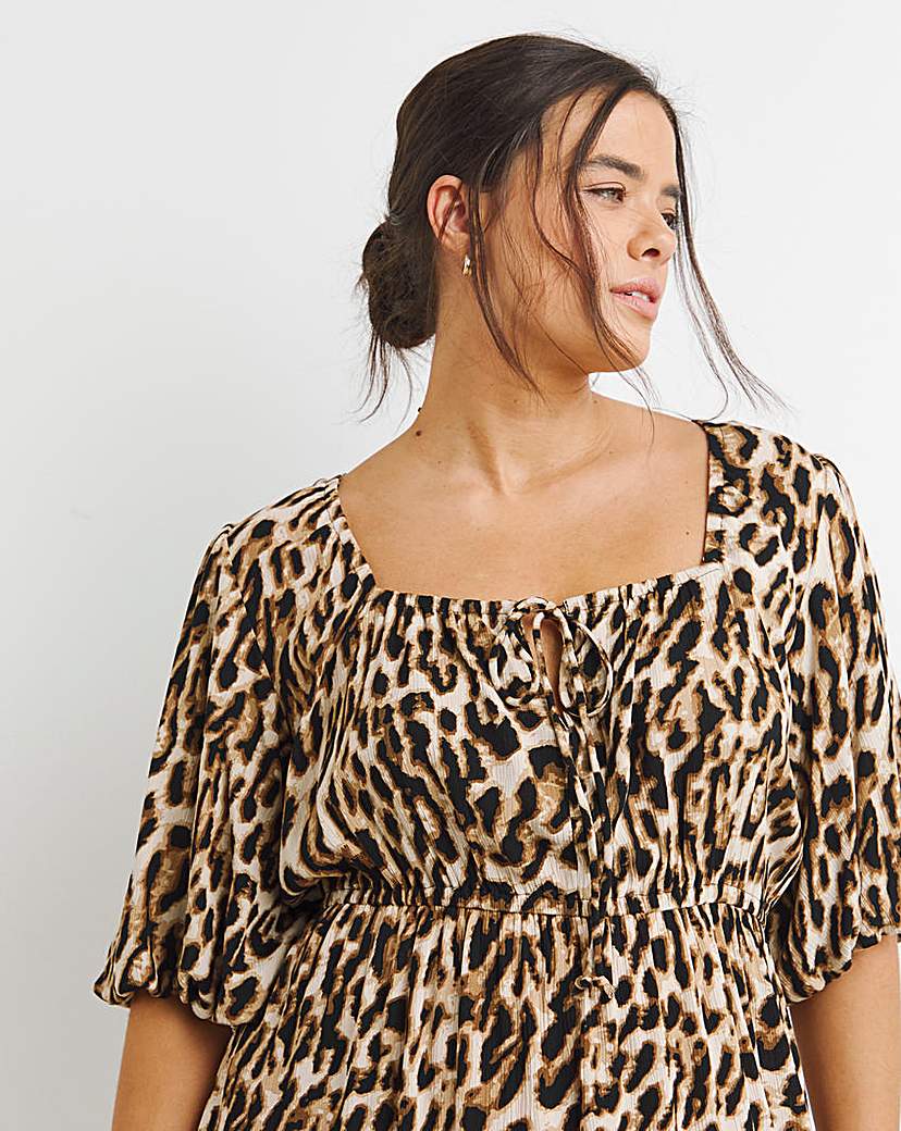 Leopard Crinkle Goddess Dress