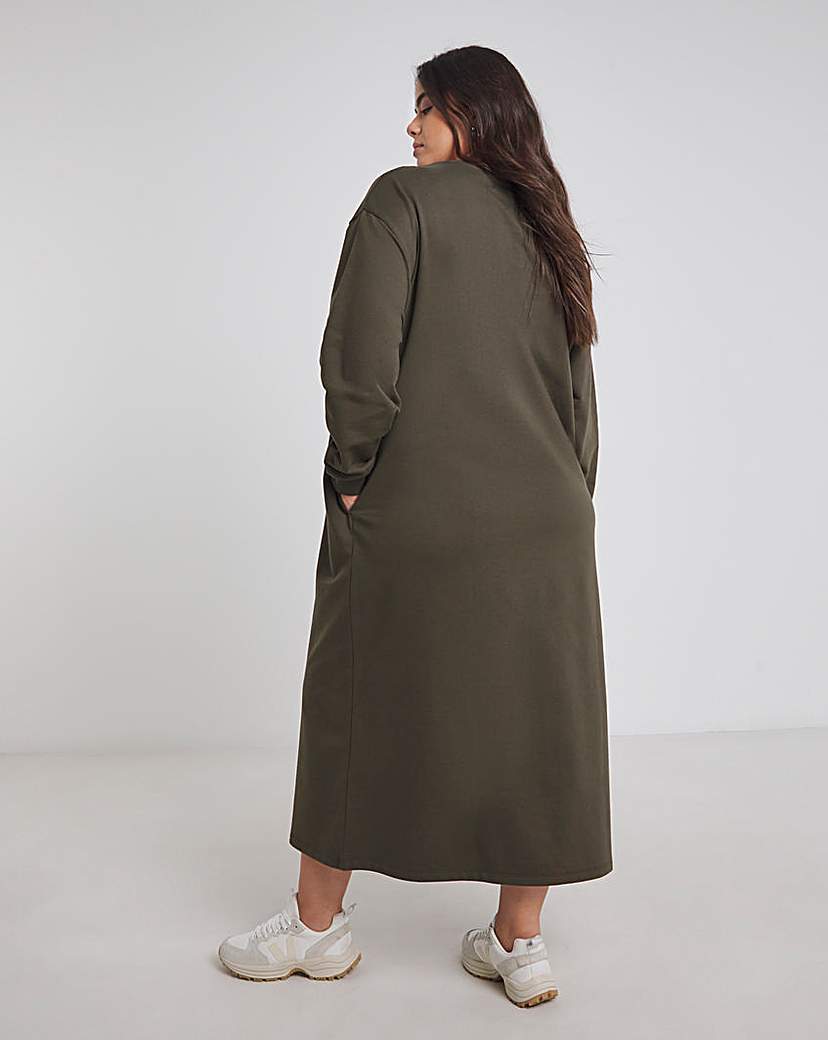 Olive Green Midi Sweat Dress