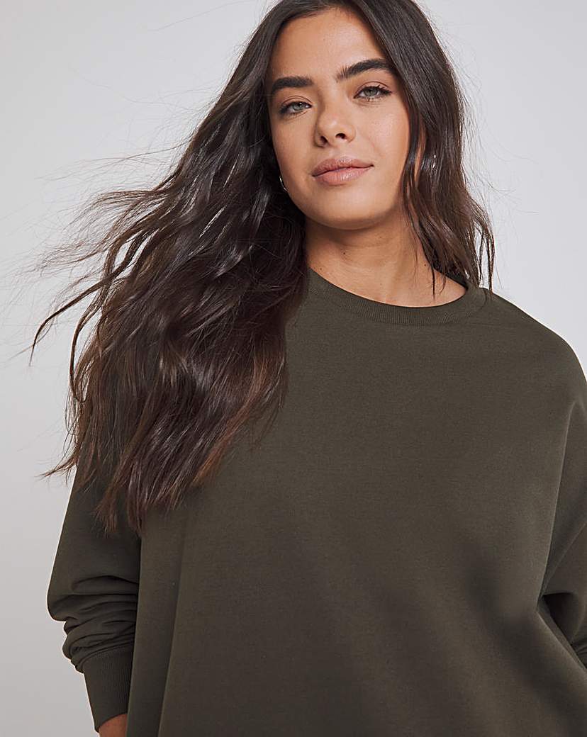 Olive Green Midi Sweat Dress