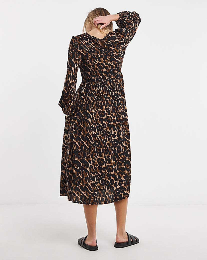 Printed Woven Midi Dress With Pockets