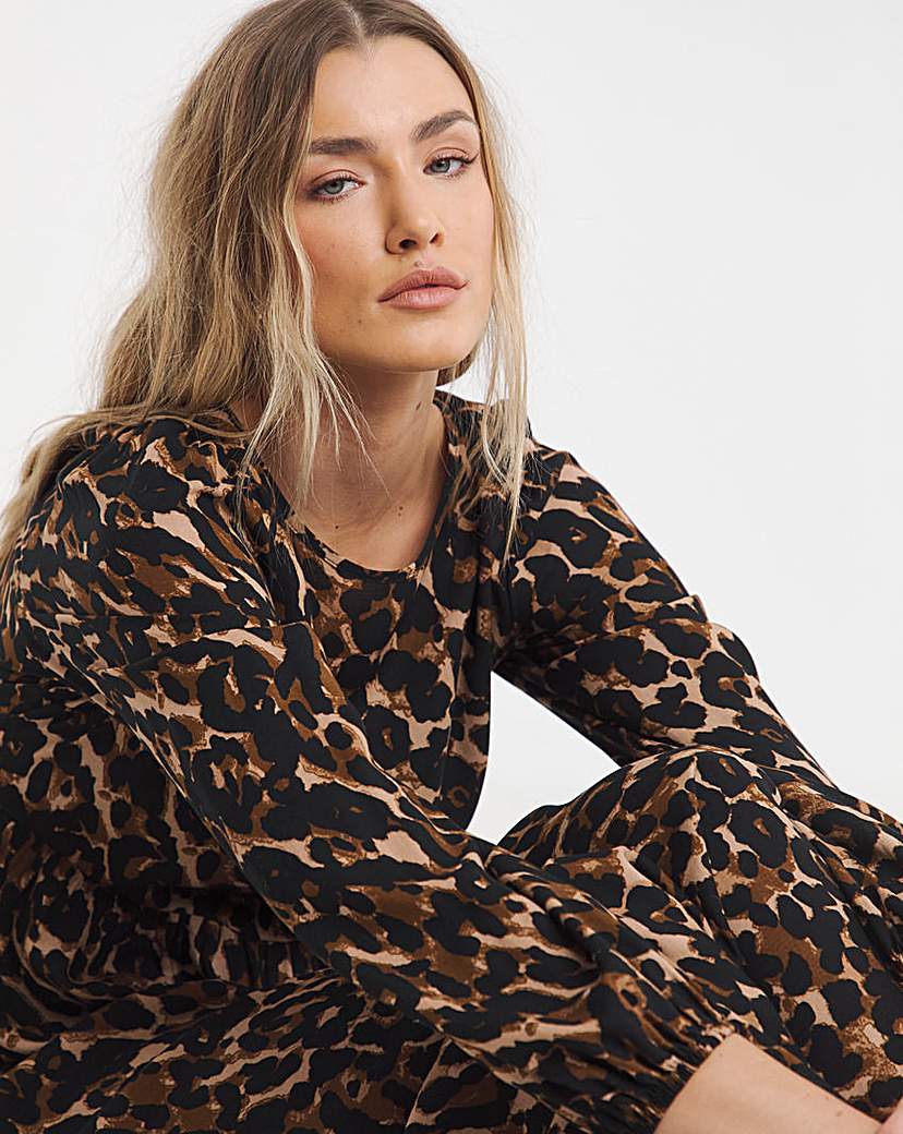 Printed Woven Midi Dress With Pockets