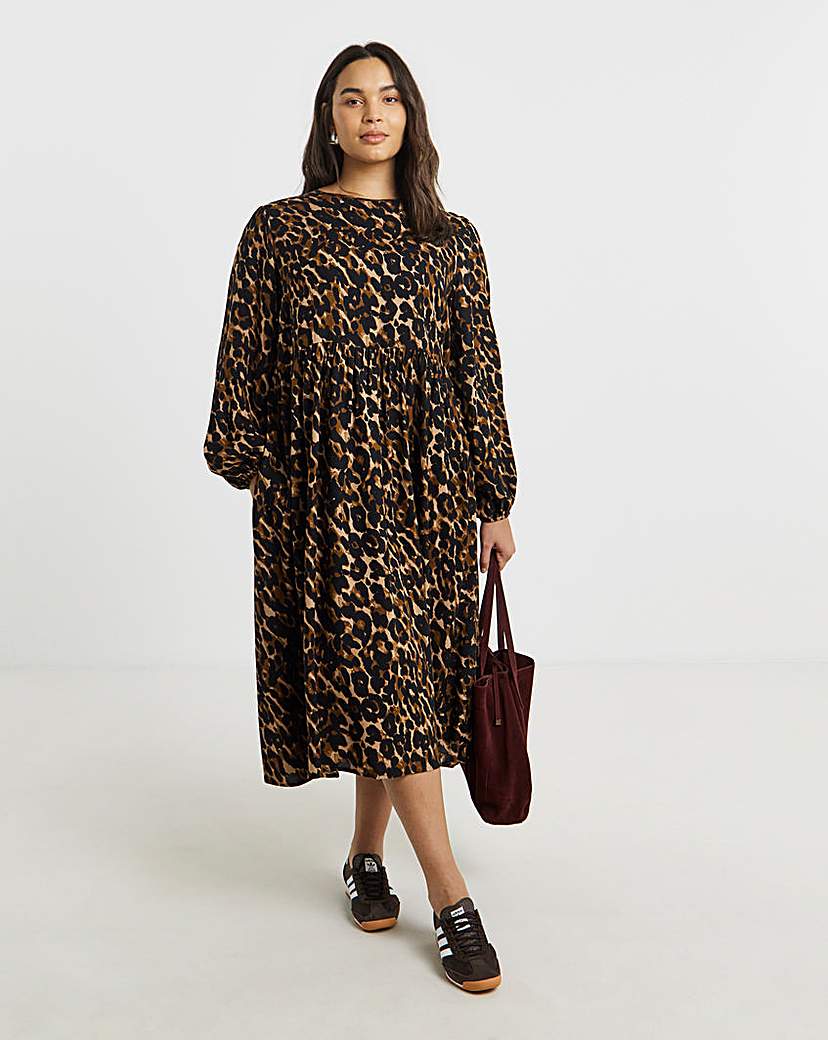 New In - Printed Woven Midi Dress With Pockets
