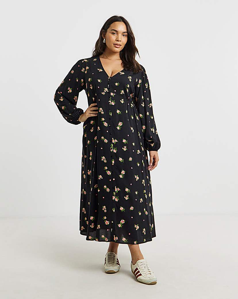 New In - Button Through Midi Dress