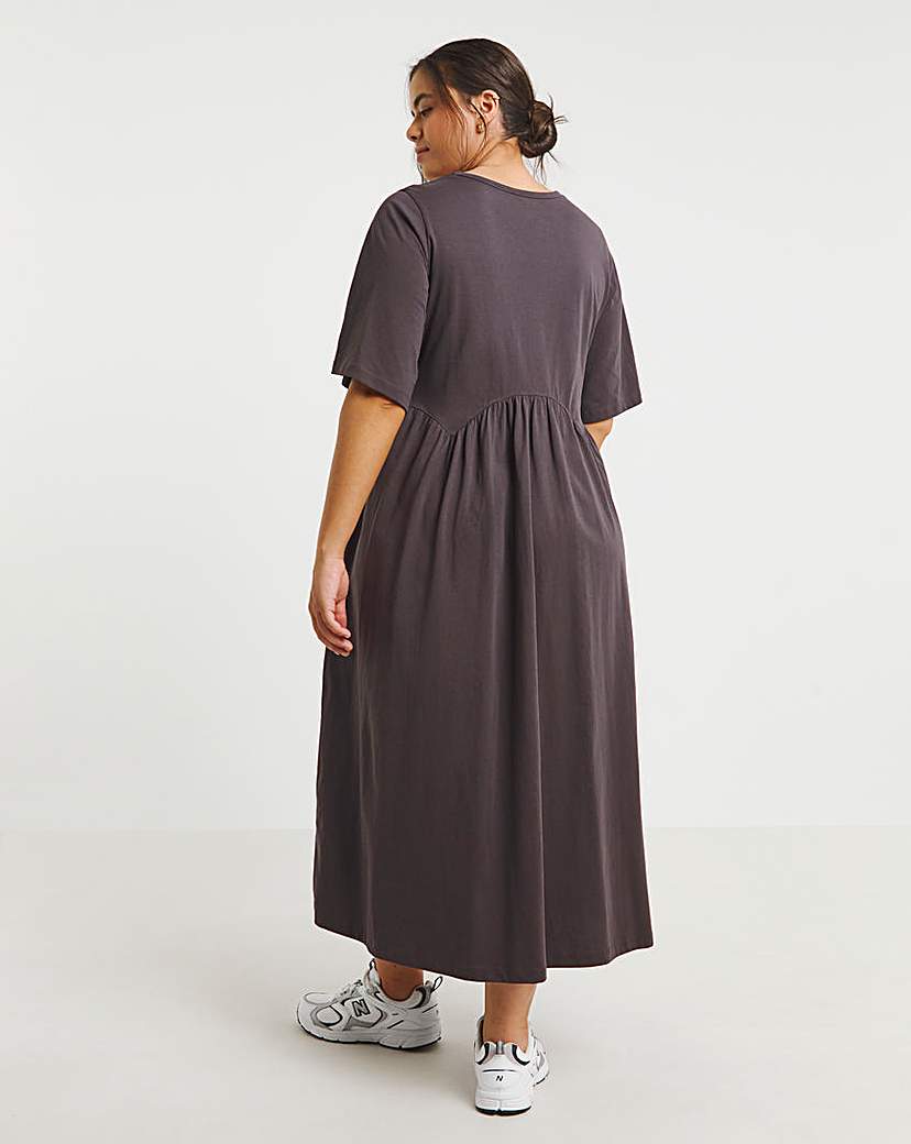 Chocolate Jersey Smock Midi Dress
