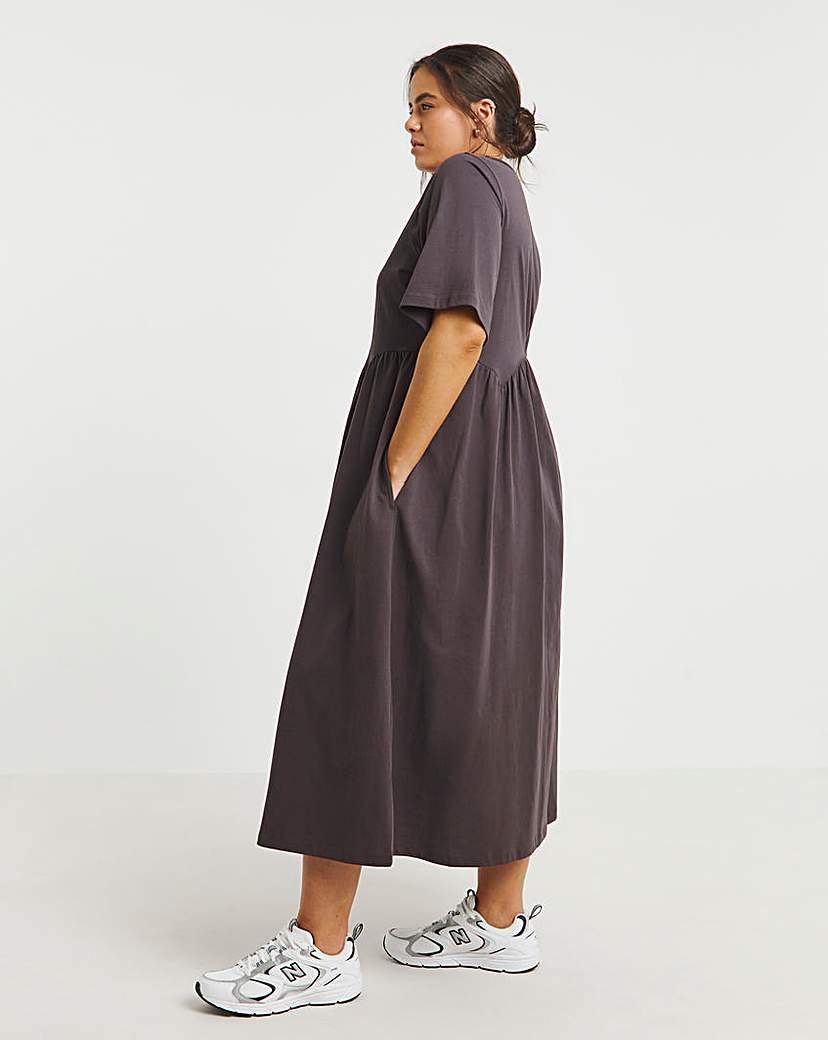 Chocolate Jersey Smock Midi Dress