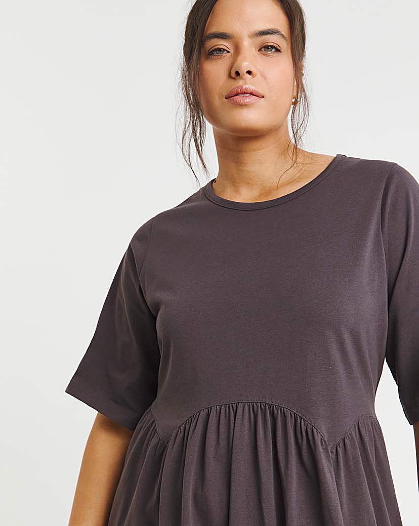 Chocolate Jersey Smock Midi Dress
