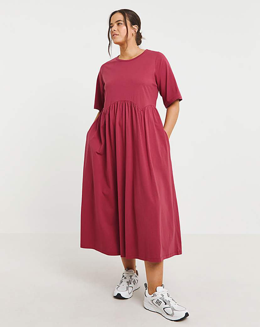 Simply Be - Women's Rose Jersey Smock Midi Dress - Size 18 - Rose - 100% Cotton
