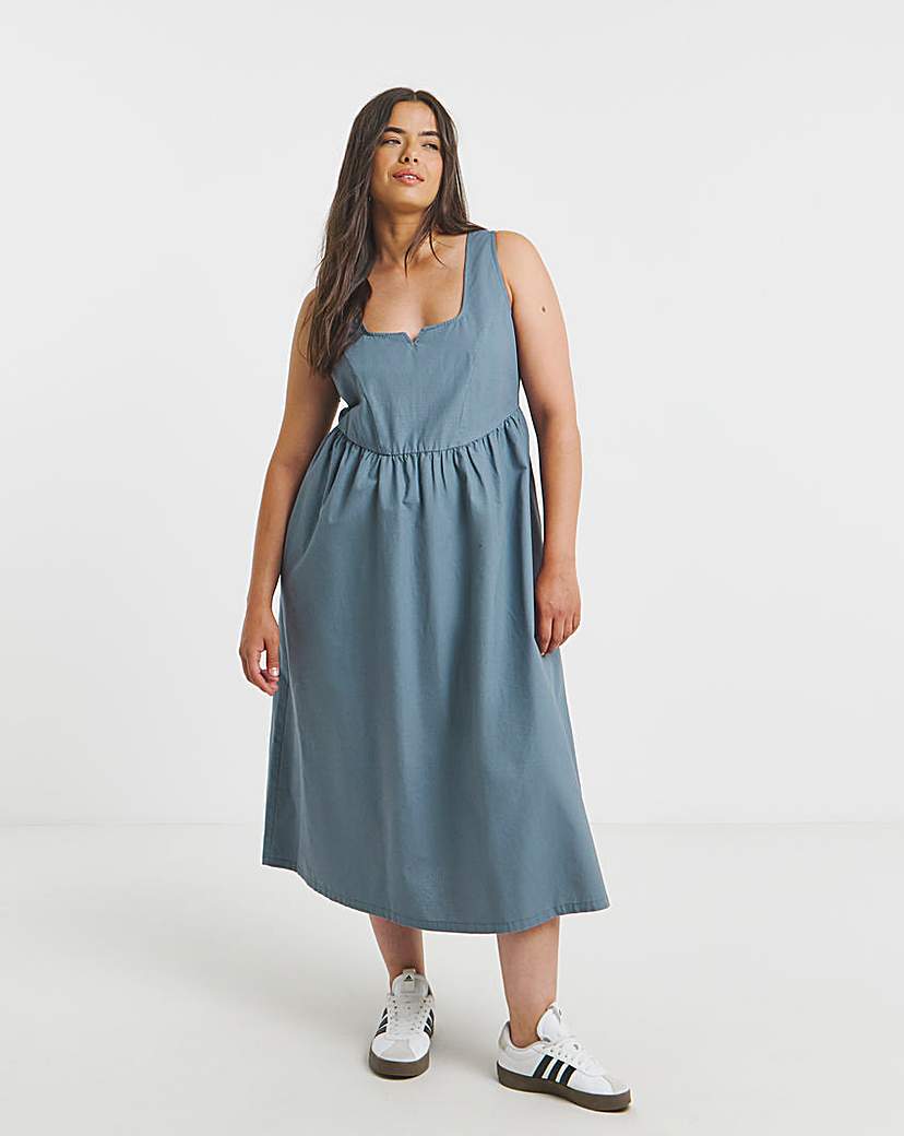 Simply Be - Women's Blue Seamed Detail Utility Midi Dress - Size 10 - Blue