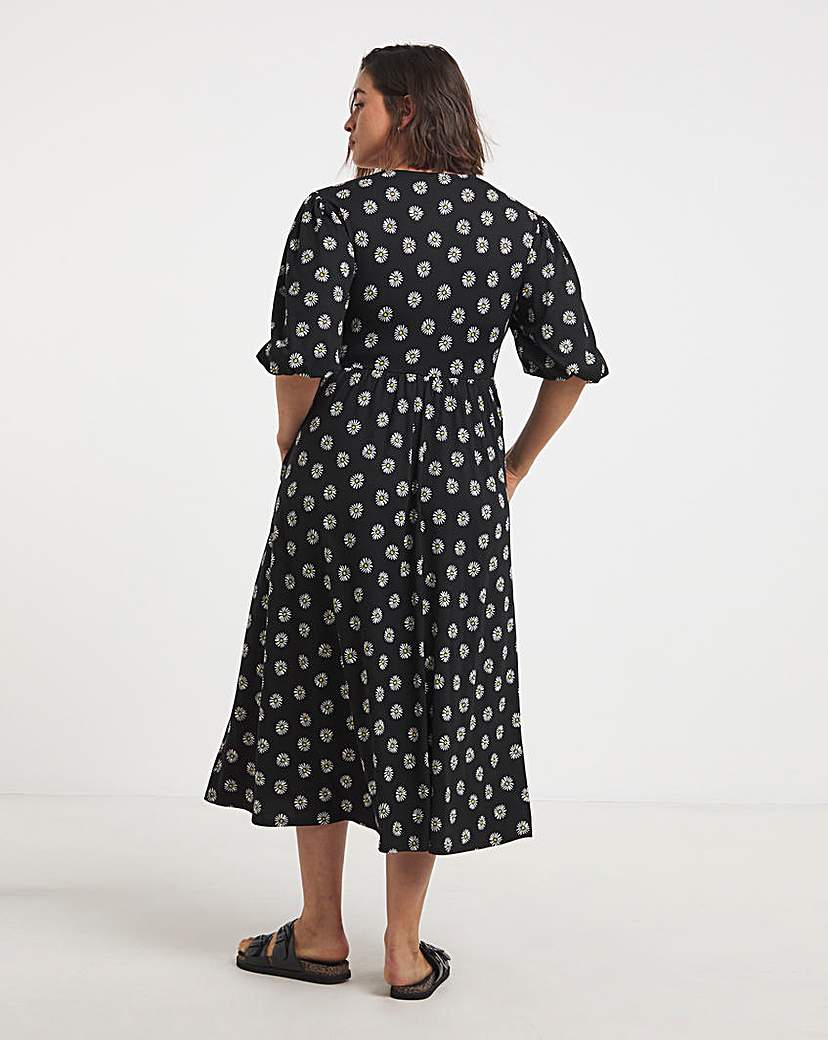 Daisy Print Supersoft Wrap Midi Dress