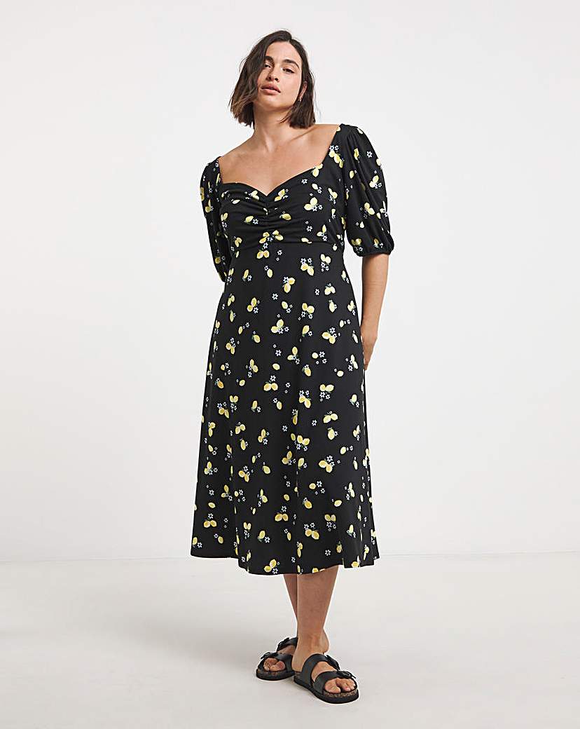 Black Print Supersoft Midi Dress