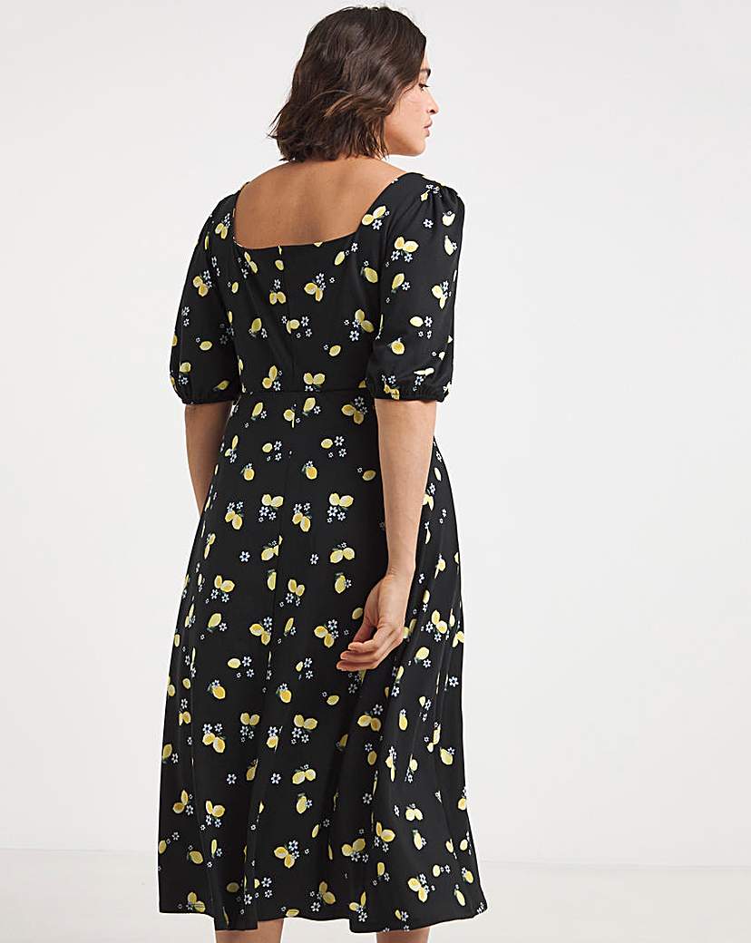 Black Print Supersoft Midi Dress