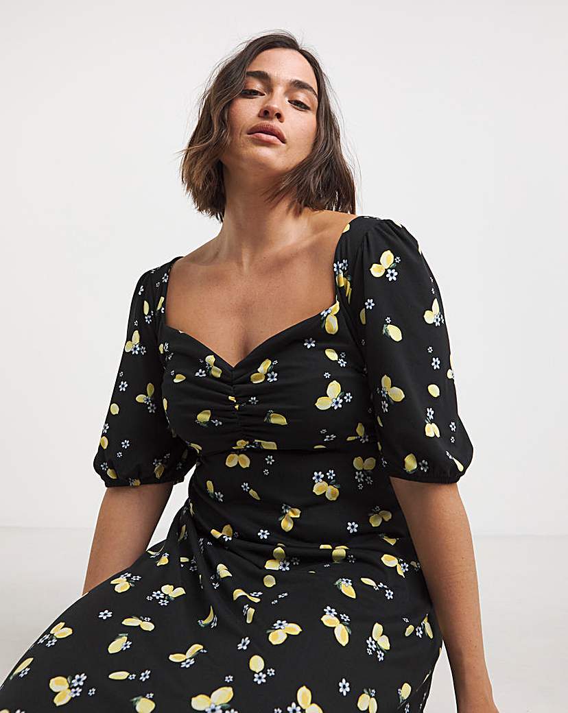 Black Print Supersoft Midi Dress