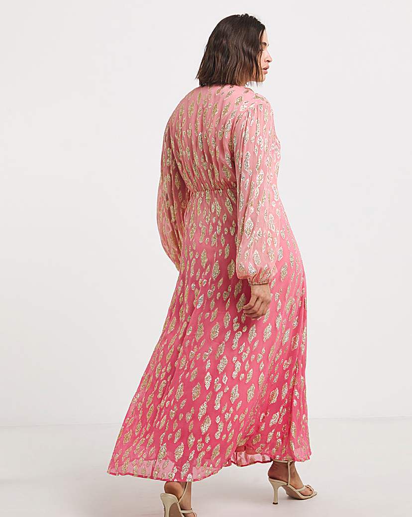 Pink Ombre Jacquard Maxi Dress