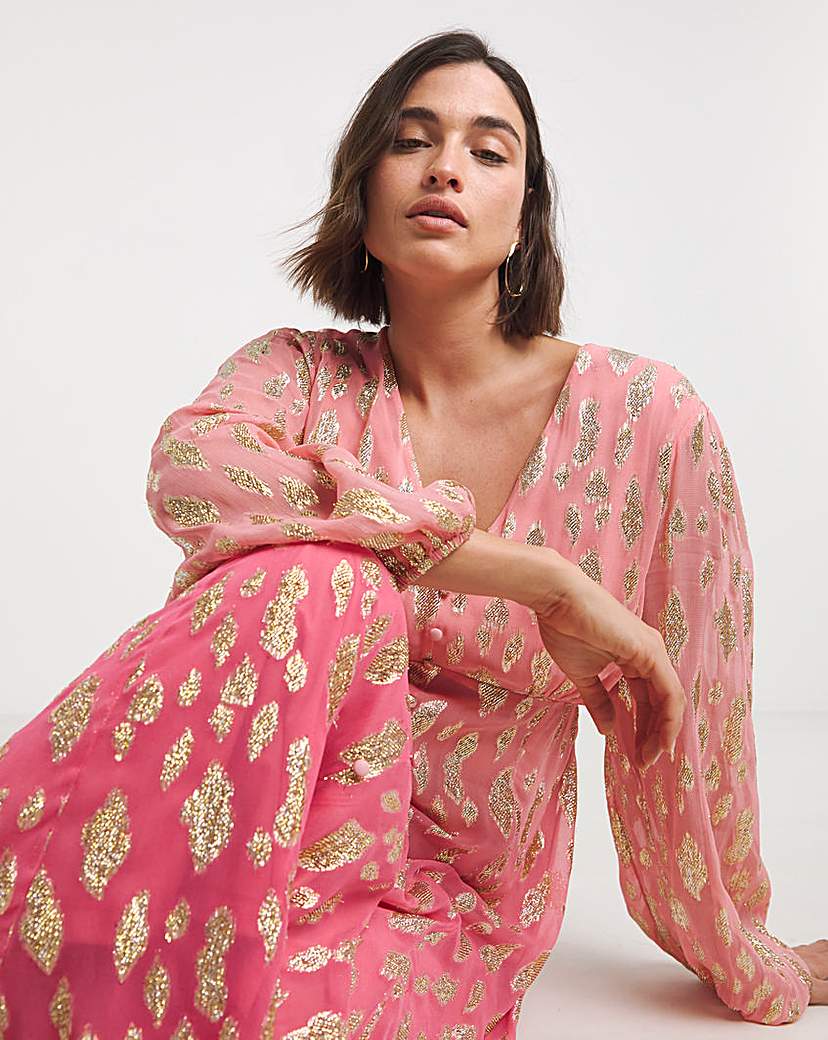 Pink Ombre Jacquard Maxi Dress