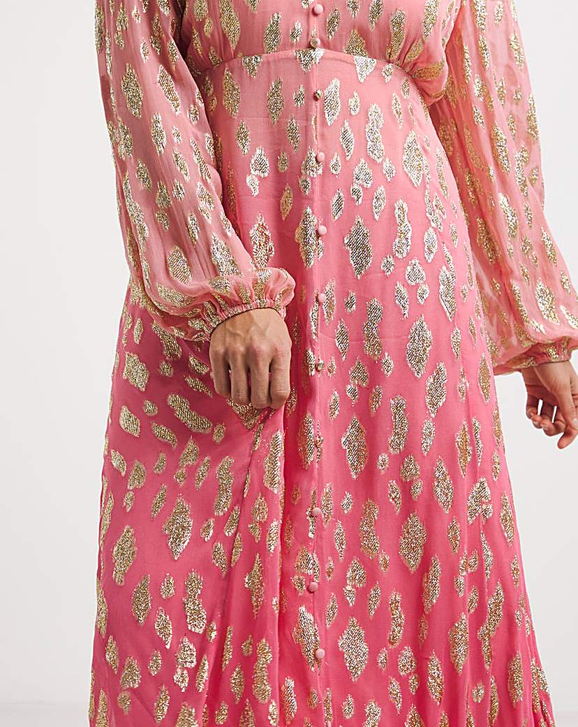Pink Ombre Jacquard Maxi Dress