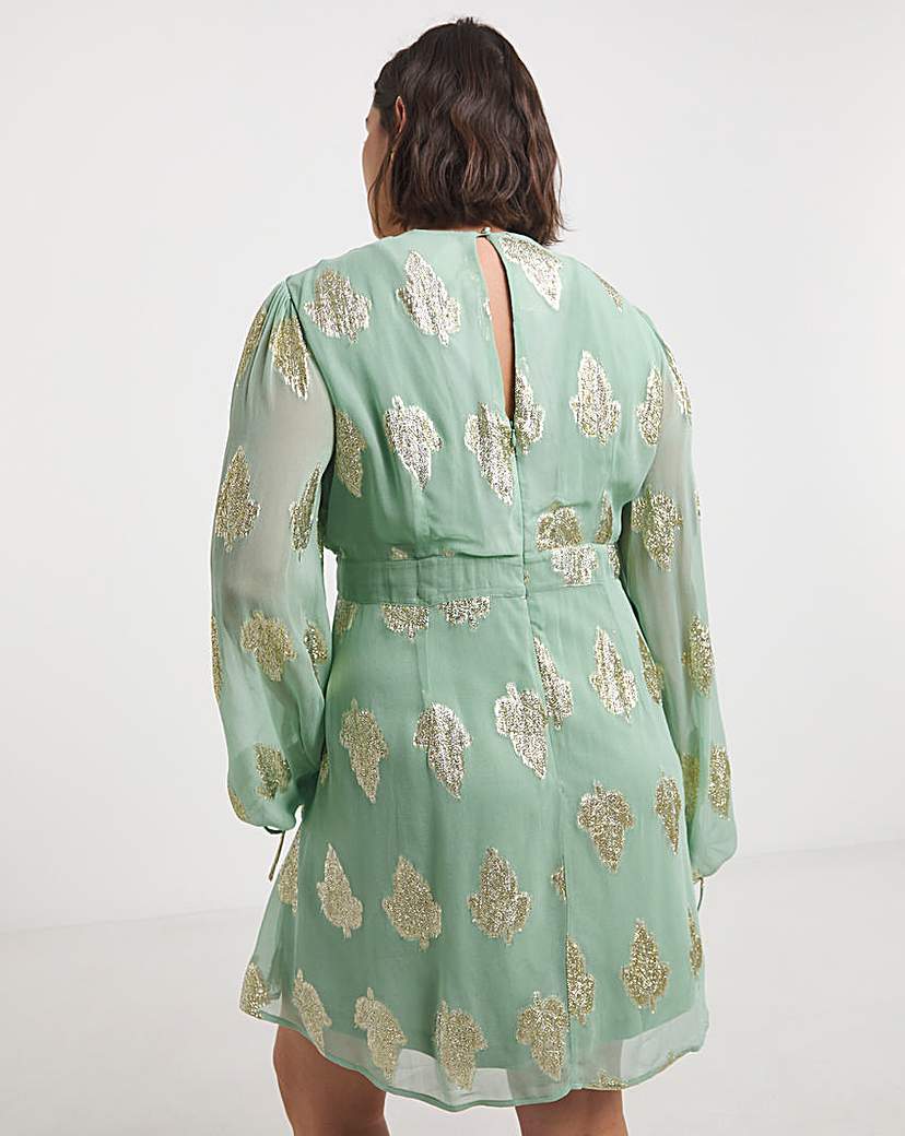 Simply Be Sage Jacquard Skater Dress