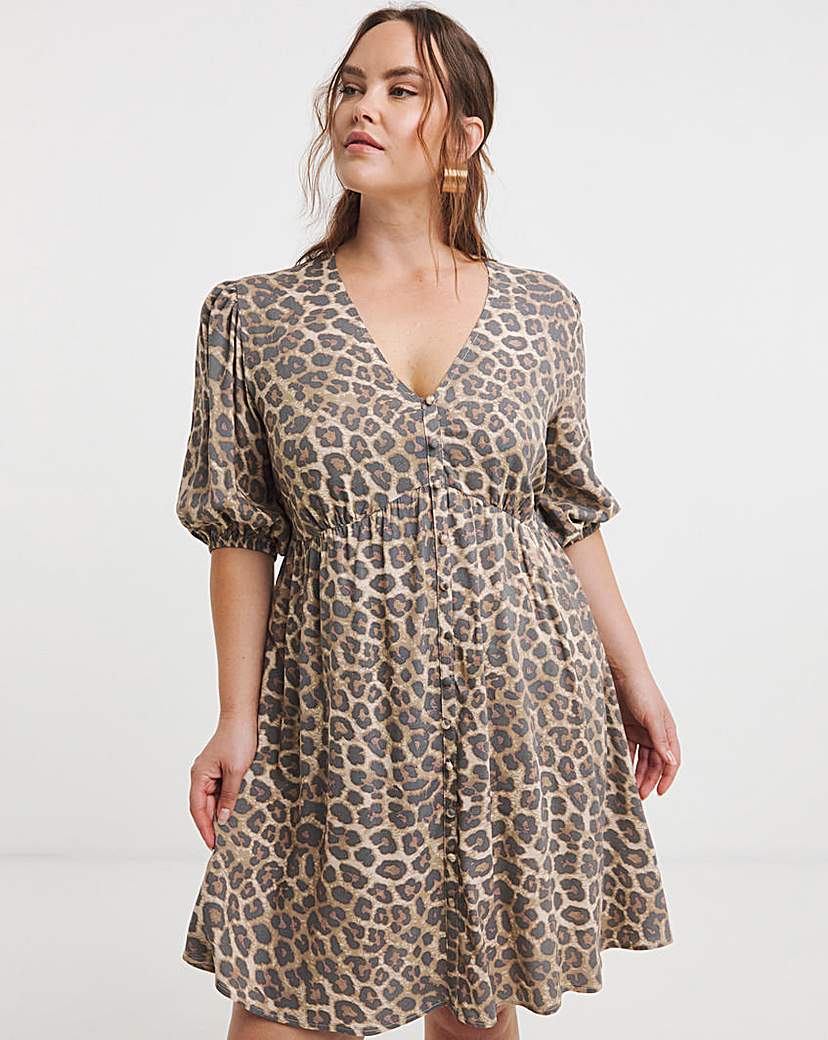 Simply Be Leopard Print Skater Dress