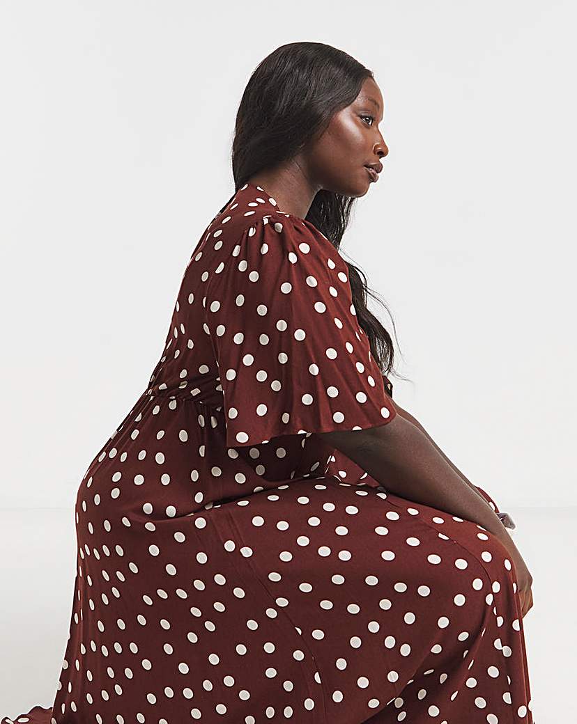 Chocolate Spot Print Viscose Midi Dress