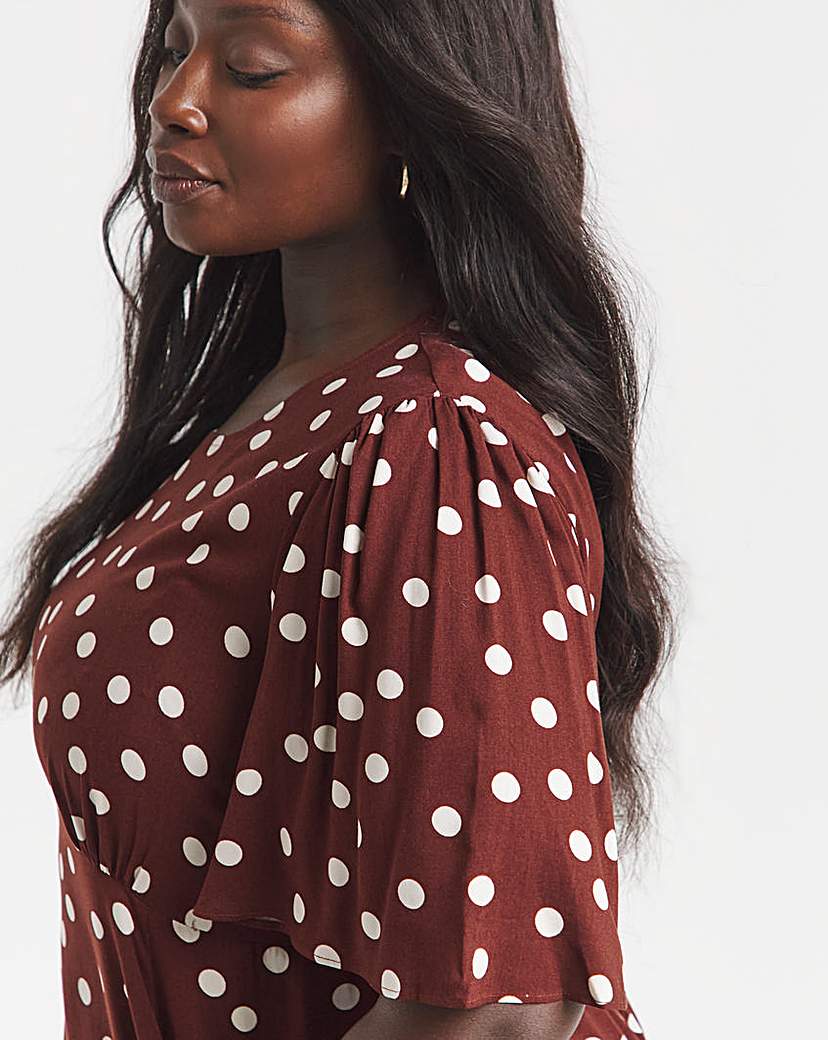 Chocolate Spot Print Viscose Midi Dress